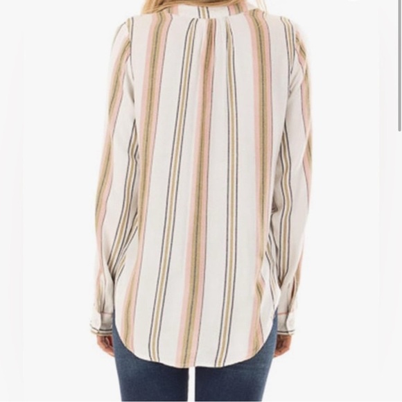 🌹EN CRÈME V NECK RAYON STRIPED BLOUSE - Picture 2 of 8